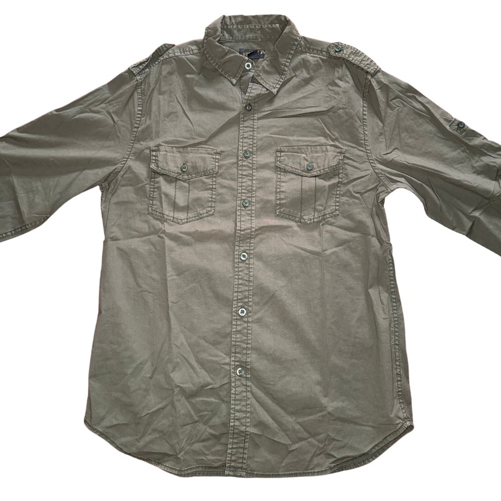 Helix Button Up Long Sleeve Shirt Size M Dark Green